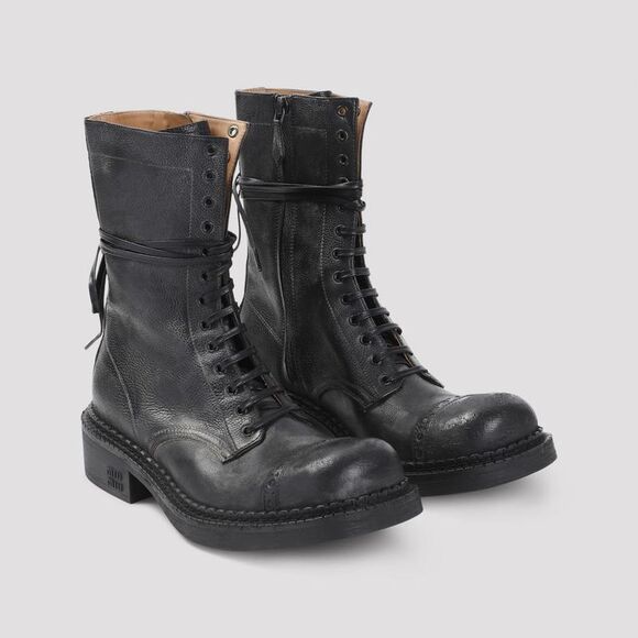 MIU MIU Women's Embellished Heel Ankle Boots Women BLACK - Picture 4 of 5